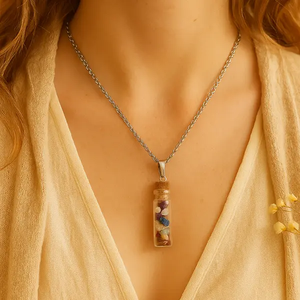 Dije de Botella de 7 chakras- Piedras Naturales - Gregorina