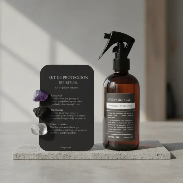 Gregorina set de proteccion de spray aurico y set de 3 piedras