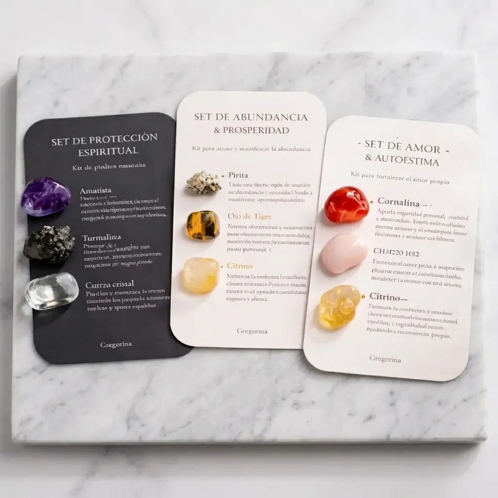 3 Kit de Piedras: Abundancia, Autoestima y Limpieza/Protección